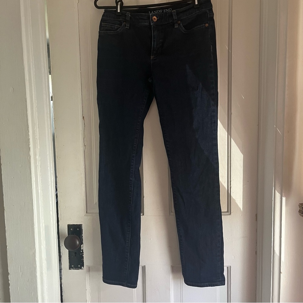 Lands' End Women's Fit 1 Slim Leg Dark Wash Blue Jeans Size 6